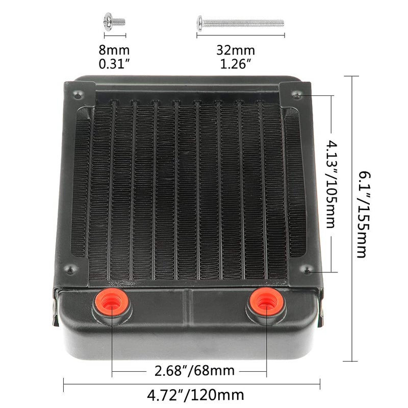 BXQINLENX 10 Pipe Aluminum Heat Exchanger Radiator for PC CPU CO2 Laser Water Cool System Computer 120mm(B) - Image 2